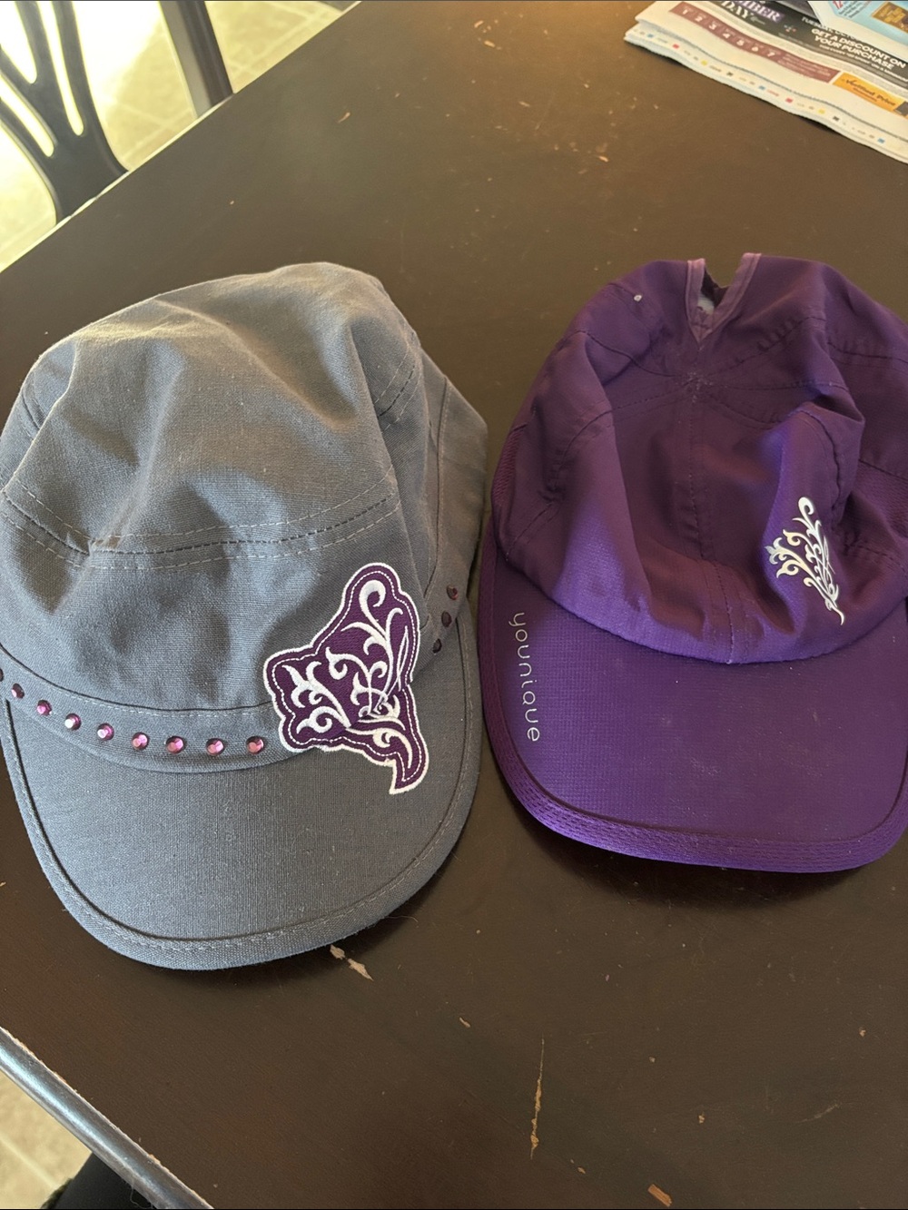 Younique ladies  Purple & Gray Embroidered Cap Set